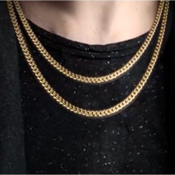 New Gold Cuban Chain Necklace Diamond Cut Curb Chain Link 925 22” Necklace - Picture 9 of 15